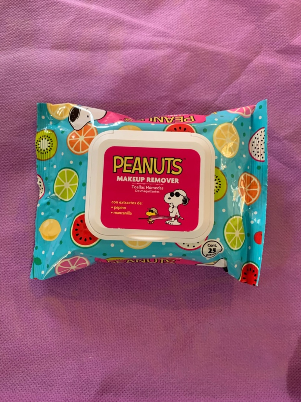 Peanuts Makeup Remover Wipes - Bright Aqua & Pink Packaging